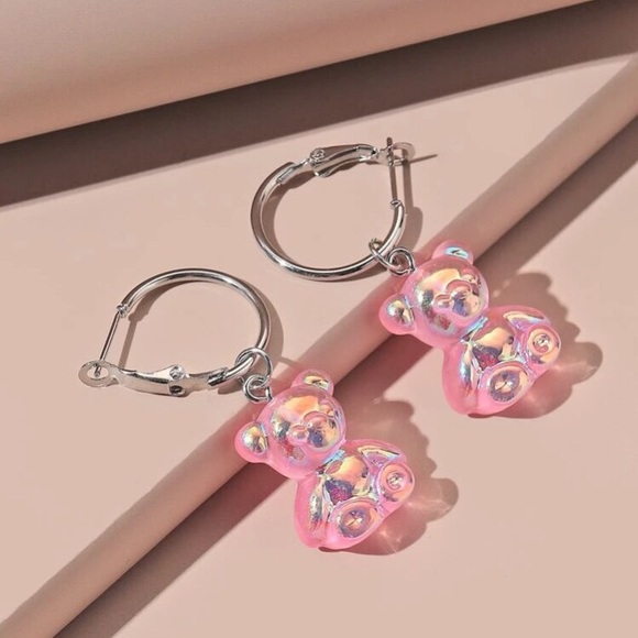 Kathrono Jewelry - 🧸 Adorable Iridescent Yummy Gummy Bear Hoops 🧸